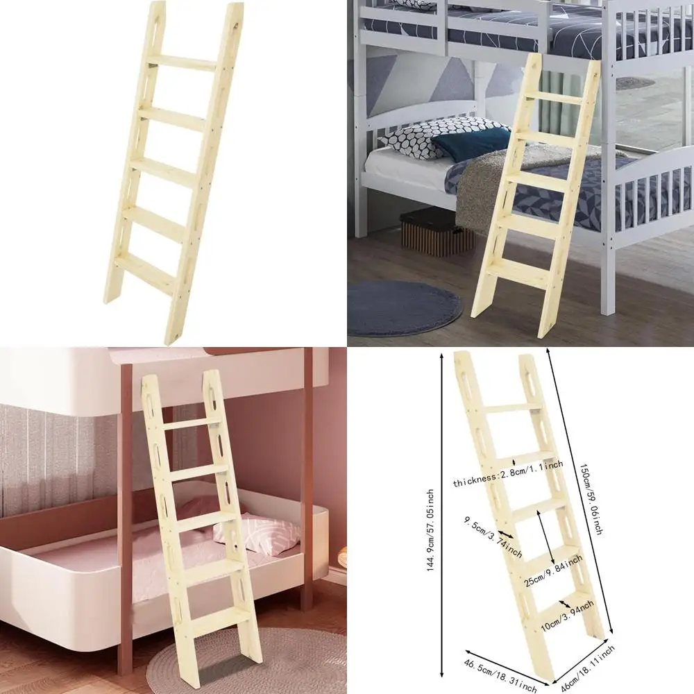 سلم عالمي من الخشب الصلب مقاس 60 بوصة مع حواف ناعمة وموصلات زوايا للتسلق الآمن وغير القابل للانزلاق في المنزل