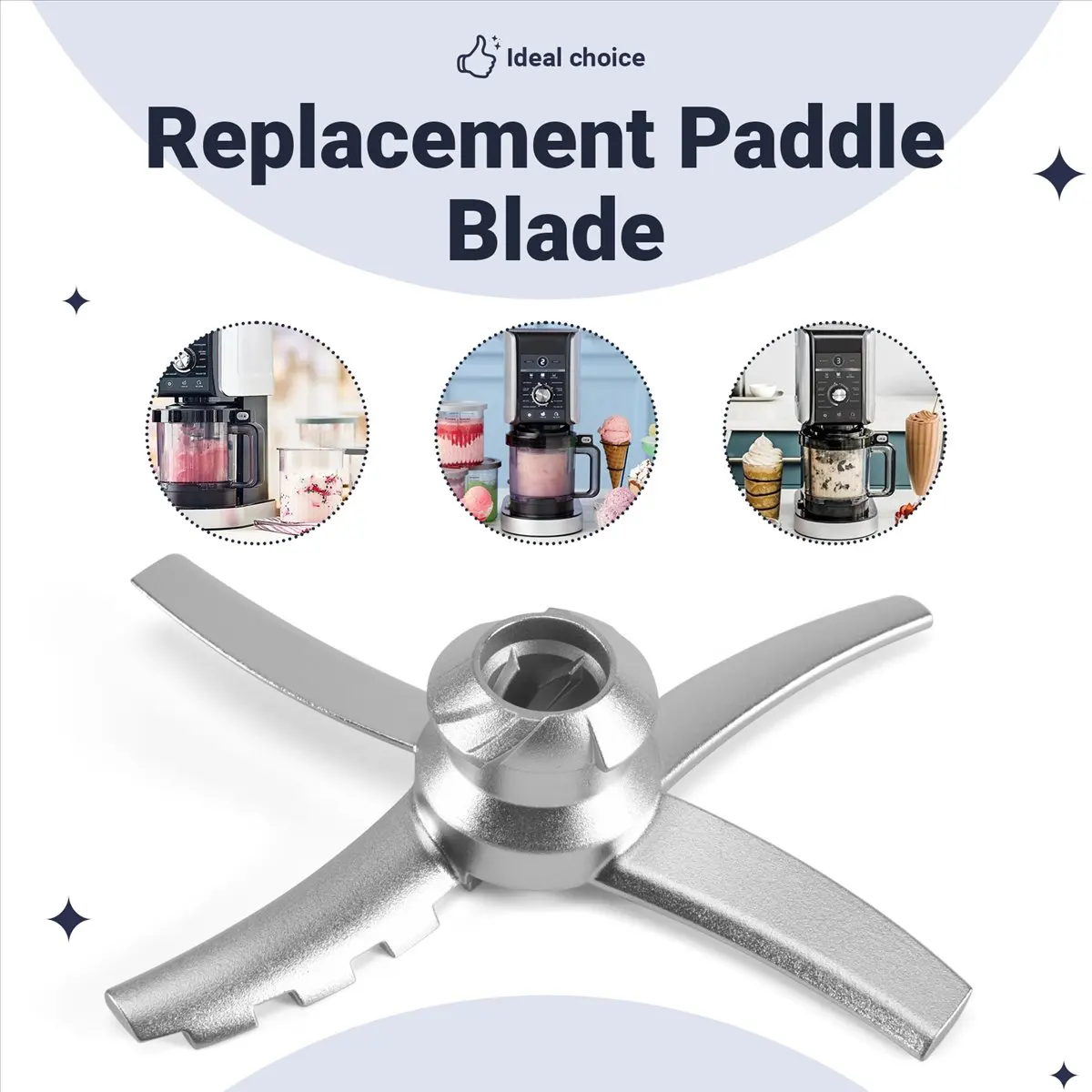 #90C Replacement Paddle Blade for Ninja Creami NC501 Ice Cream Makers,Replacement Paddle Blade,(Stainless steel)