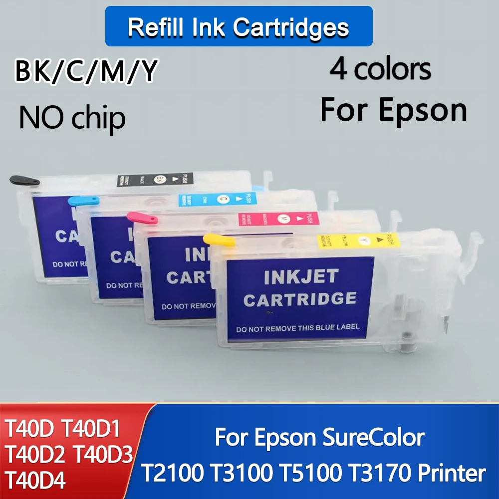 T40D T40D1 T40D2 T40D3 T40D4 Empty Refillable Ink Cartridge Without Chip For Epson SureColor T3100 T5100 T3160 T3170 Printer