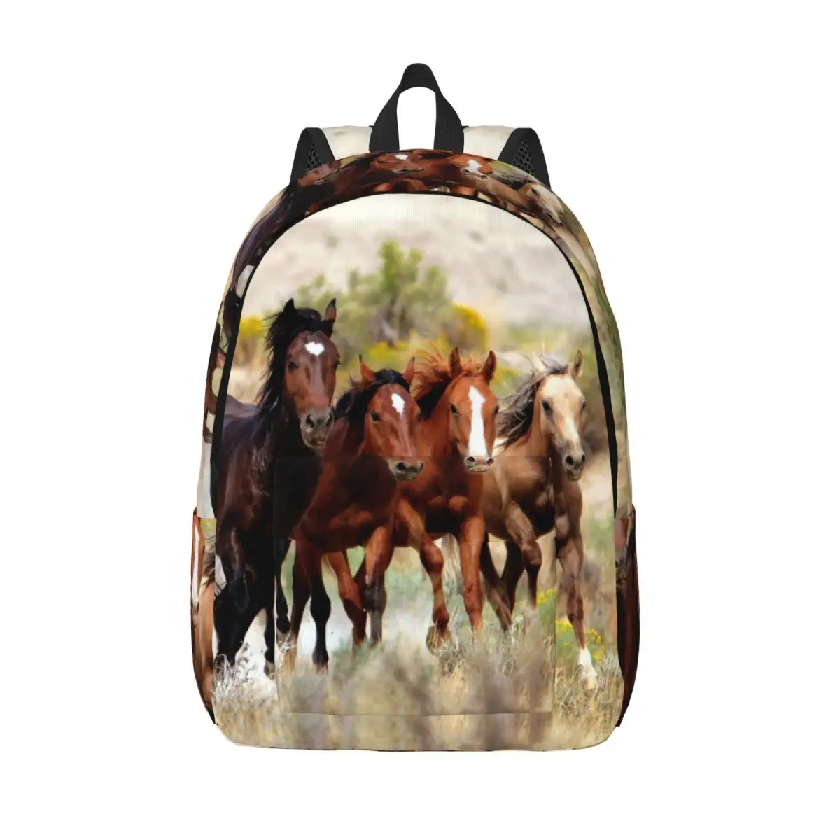 

Brown Horse Herd Backpack for Preschool Kindergarten School Student Galloping Animal Bookbag Boy Girl Kids Daypack with Pocket