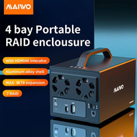 MAIWO 4 Bay RAID External Hard Drive Enclosure with Adjustable Fan 3.5'' TypeC to SATA HDD SSD Enclosure Support RAID Mode