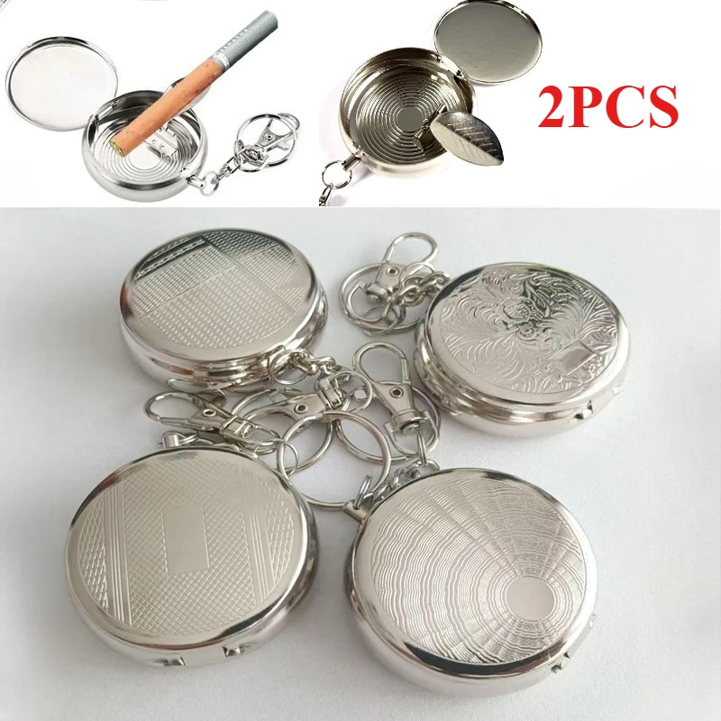 

2PCS Portable Vehicle Cigarette Ashtray Ashtray with Key Chain Pocket Ashtray Mini AshTray Cinzeiros Diferentes Portable Gold