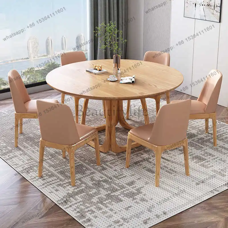 

Nordic all-solid wood round table simple household small apartment ash wood furniture creative round dining table