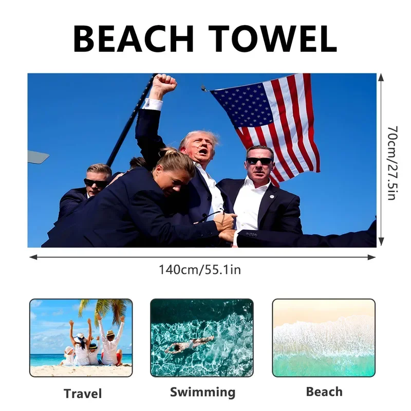 Custom 3D Shoot Trump Life Photos Bath Beach Towel Polyester Funny Picture Customization Outdoor Living Decor Swimming  Gifts