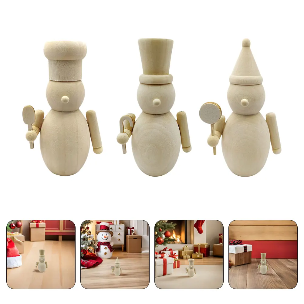 3 Peças de Figuras de Quebra-Nozes de Madeira DIY, Decorações de Natal em Madeira Não Acabadas, Pinte Seu Próprio Soldado Quebra-Nozes