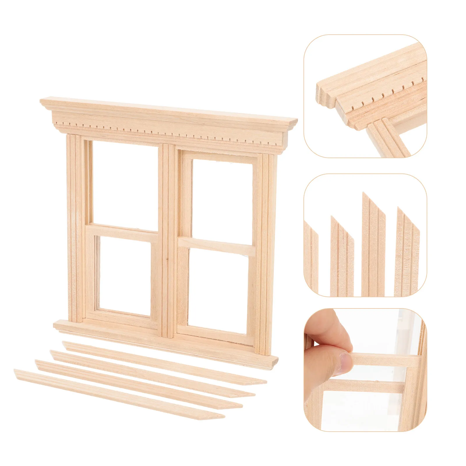 

Wooden Miniature Window Frames 1:12 Scale for Dollhouse Decoration Lifelike Detailed Crafted DIY House Accessories Mini
