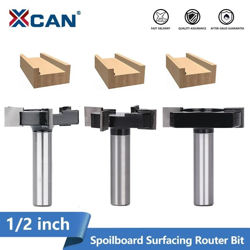 XCAN CNC Spoilboard Surfacing Router Bits 1/4 inch 1/2 inch Shank Slab Flattening Router Bit Planing Bit Wood Planing Bit