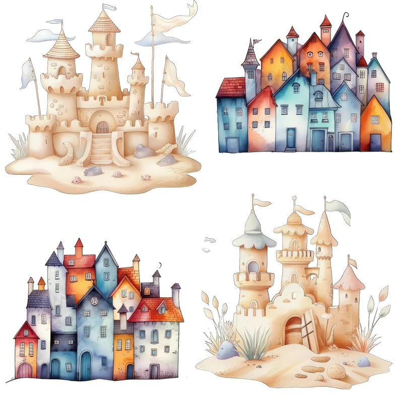 Three Ratels QL142 Watercolor Fairy Tale Castle Cartoon Stickers for Children's Bedroom Decoration Romantic Car decals