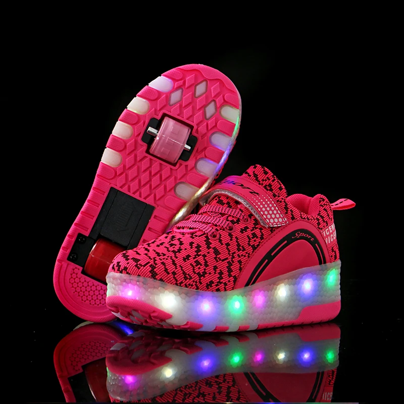 Hot Sale Children Roller Skate Shoes Boys Girls Light Up Shoes With Wheels Outdoor Fashion Casual Sport Gift Glowing Sneakers