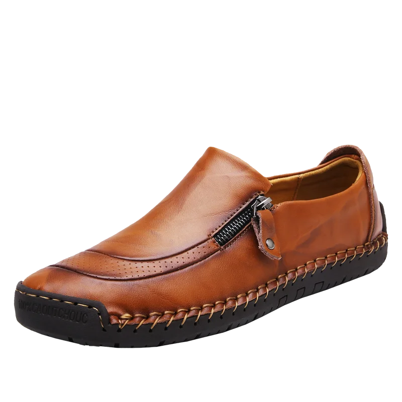 أحذية كاجوال من الجلد الطبيعي قابلة للتنفس للرجال للربيع والخريف، أحذية جلدية عصرية غير رسمية للأعمال، أحذية بدون كعب كبيرة الحجم