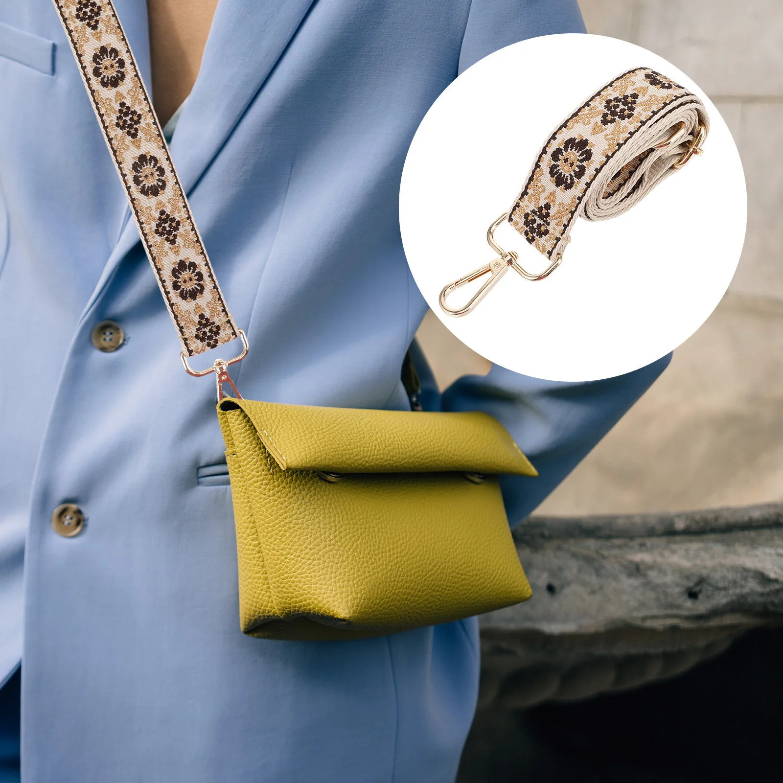 

Ethnic Style Bag Shoulder Strap S 10 Brown Coffee Flower Gold Buckle Adjustable Crossbody Handbag Strap Replacement Purse Straps