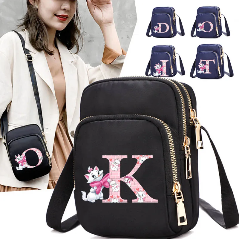 The Aristocats Marie Cat A-Z 26 English Letters Disney Canvas Women One Shoulder Bag Crossbody Bag Female Student Women Handbag