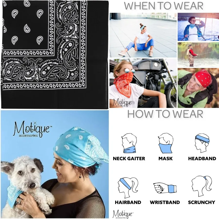 باندانا بيزلي قطنية مقاس 22 بوصة لملابس الرقبة العصرية وأغطية الرأس: إكسسوار متعدد الاستخدامات للمغامرات الخارجية والملابس غير الرسمية