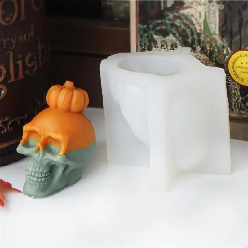 97BA Skeleton Head Shaped Silicone Molds for Candle Soap Plaster Decorations Halloween Party Decorations 2