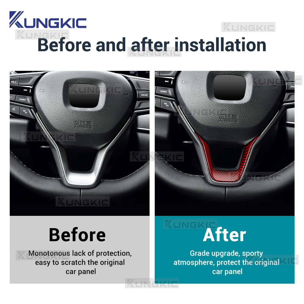 

For Honda Accord 2018 2019 2020 2021 2022 Real Soft Carbon Fiber LHD RHD Car Steering Wheel Frame Interior Trim Accessories