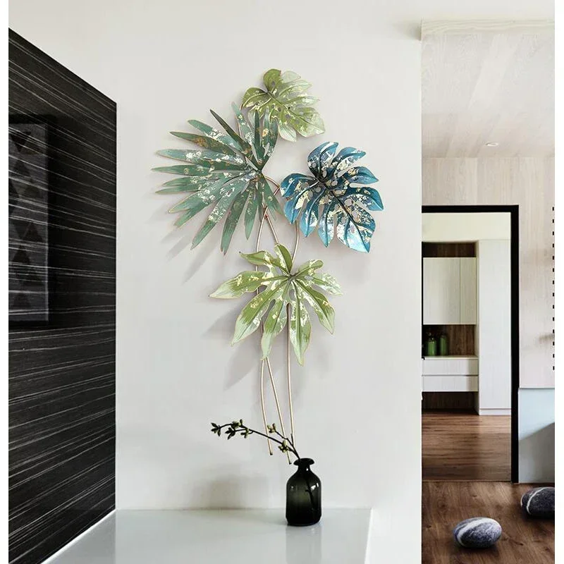 

American Wrought Iron Wall Hanging Plant Crafts Decoration Home Livingroom Sofa TV Background Wall Sticker Metal Mural Ornaments