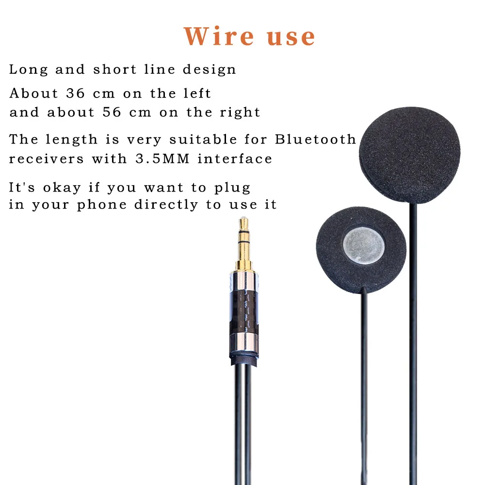 QIGOM Helmet Riding Headset, Threading Hole Design, Upgrade Modification HIFI Unit, for 3.5MM Interface Bluetooth Receiver