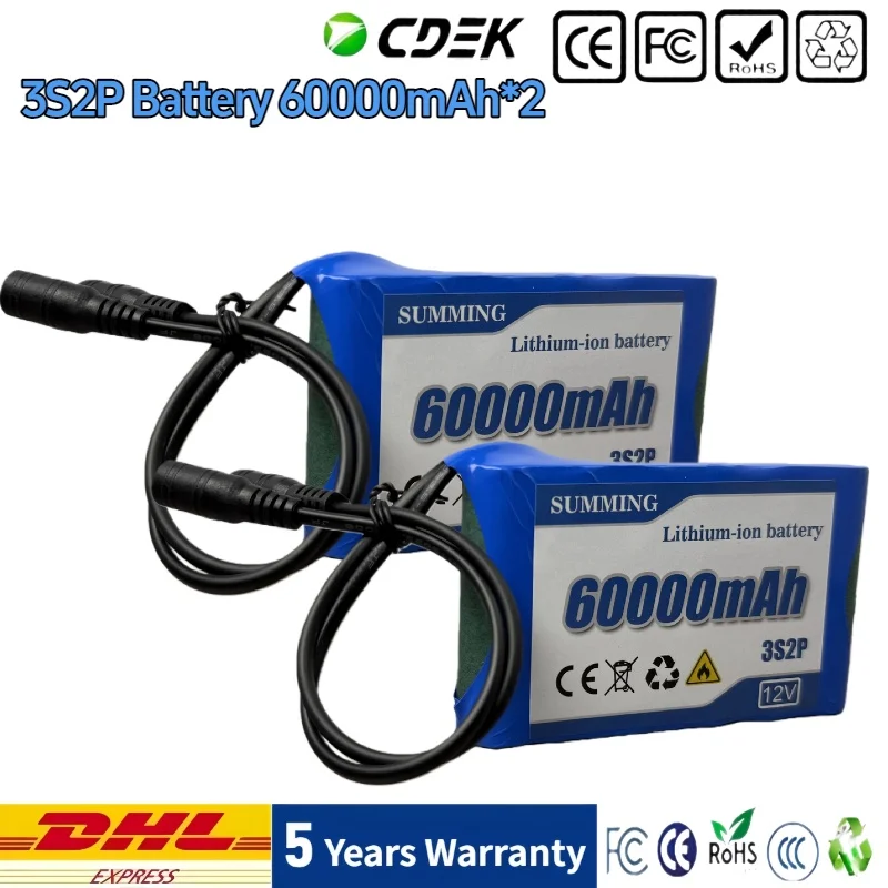 

18650 3S2P 12V 31000mah Original Lithium Ion Battery DC 12.6V 31Ah Rechargeable CCTV, Camera Monitor Replacement Battery+