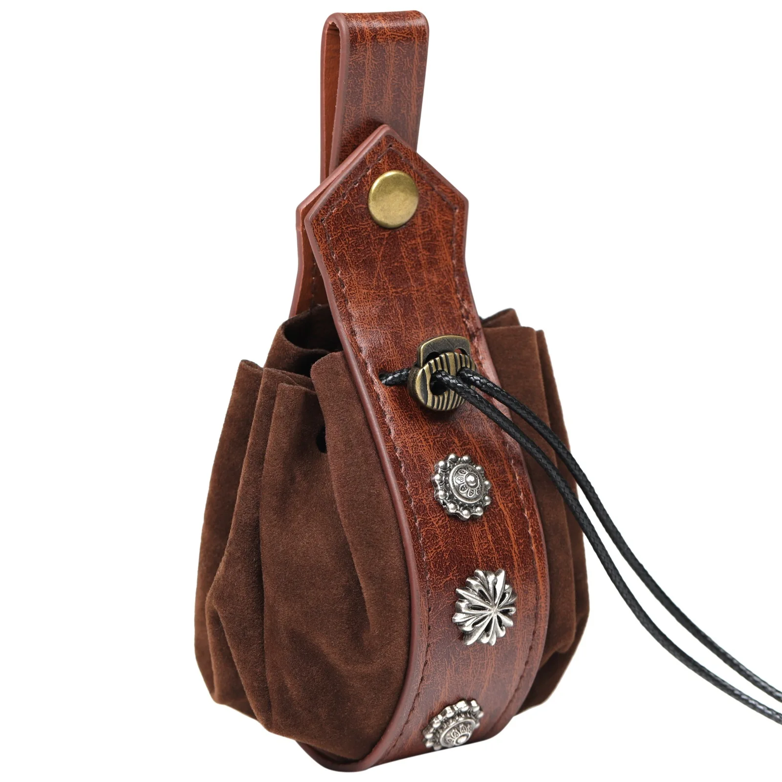 Unisex Medieval Vintage Money Pouch Bag Fanny Pack Belt Costume Props Faux Leather Cosplay Drawstring Bag Portable Coin Purse