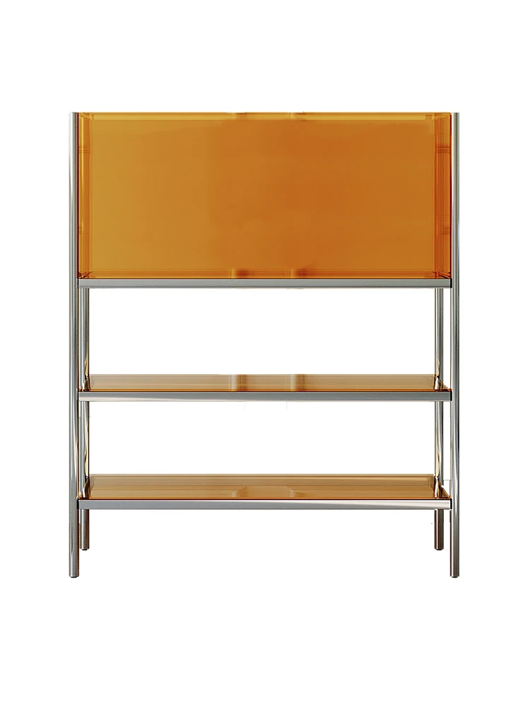 Acrylic Shelf Floor Storage Side Cabinet Stainless Steel Shelf Display Cabinet Floor Bookshelf Transparent Cabinet