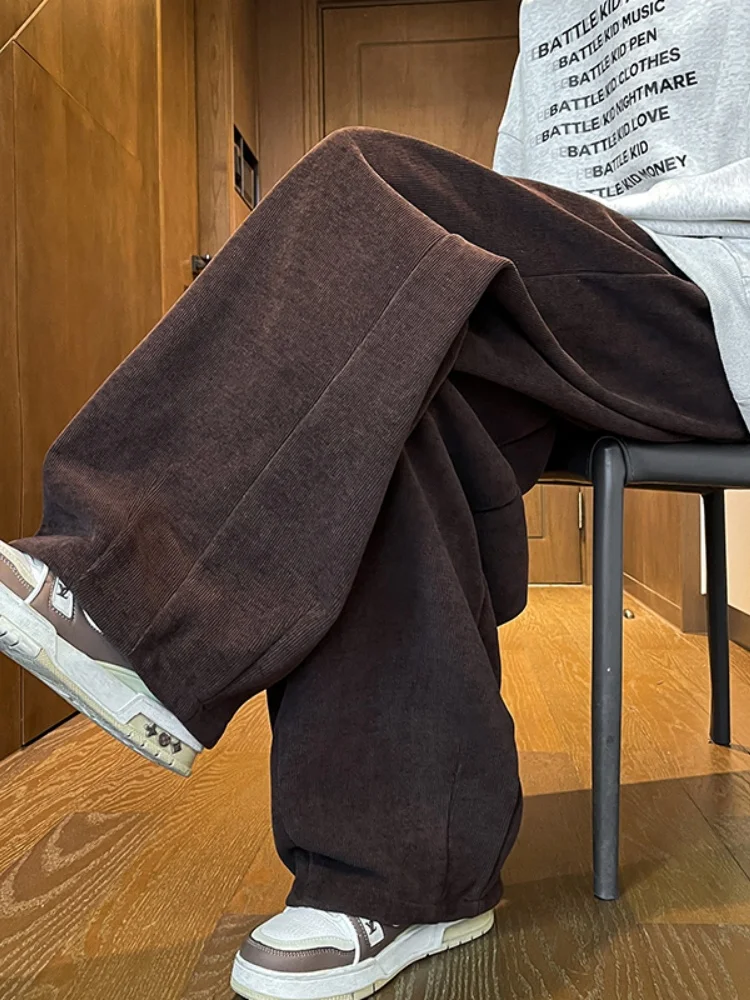 

Модные мужские зимние повседневные брюки свободного кроя, теплые, прямые, однотонные, в стиле ретро, корейские, молодежные, для отдыха