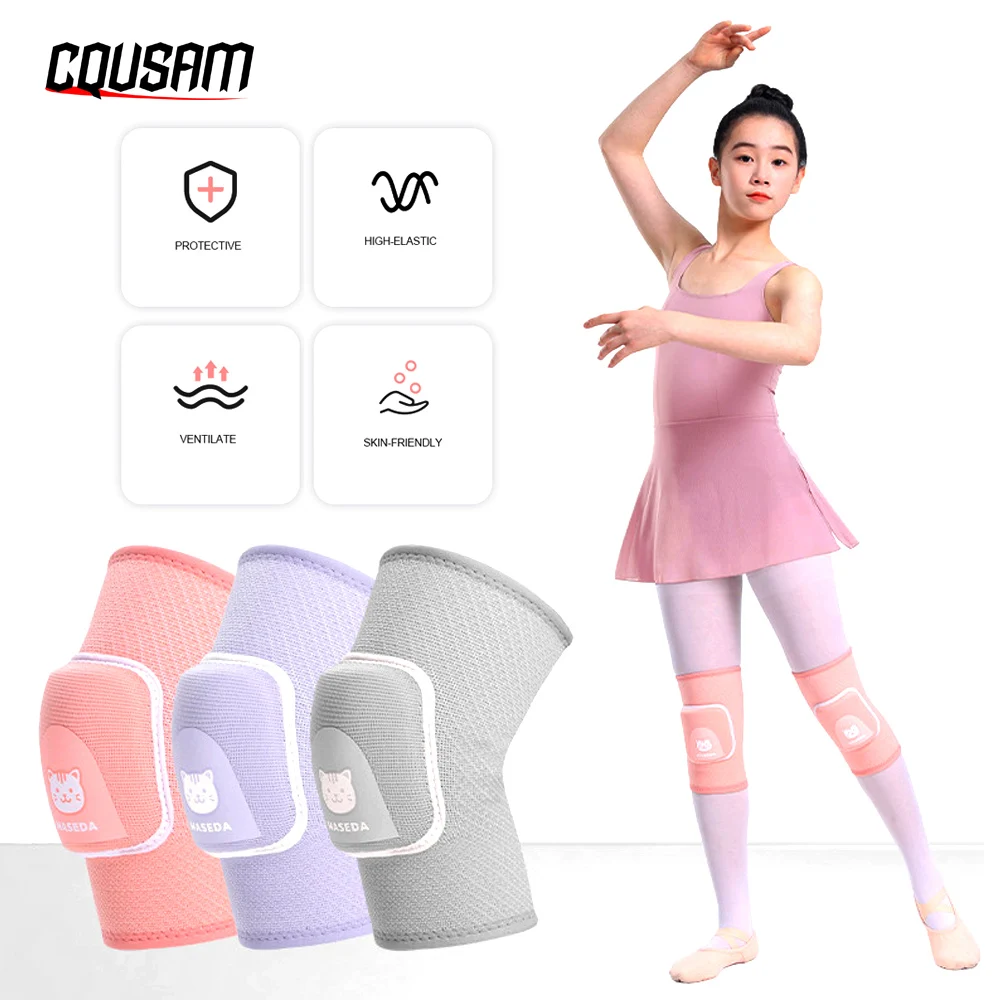 

1Pair Kids Knee Pad, Padded Sponge Knee Brace Breathable Flexible Elastic Knee Support for Football Volleyball Dance Skating