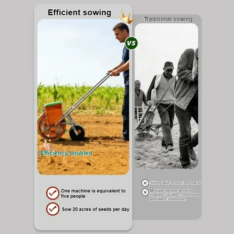 New Hand-Pushed Automatic Seeder Fertilizer All-in-One Machine, Small Agricultural Planter for Corn, Peanut and Soybean