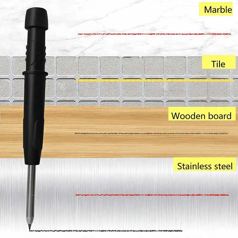 Longlife Automatic Pencil with Sharpener Metal Solid With Holder Deep Hole Mechanical Marker Stand Pocket Clip Tool Woodworking view 2