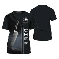 Summer Chef Work Uniform Men's T-shirt 3D HD Printed Fashion Harajuku Oversized Hip Hop O-collar Quick Dry Premium Short Sleeves
