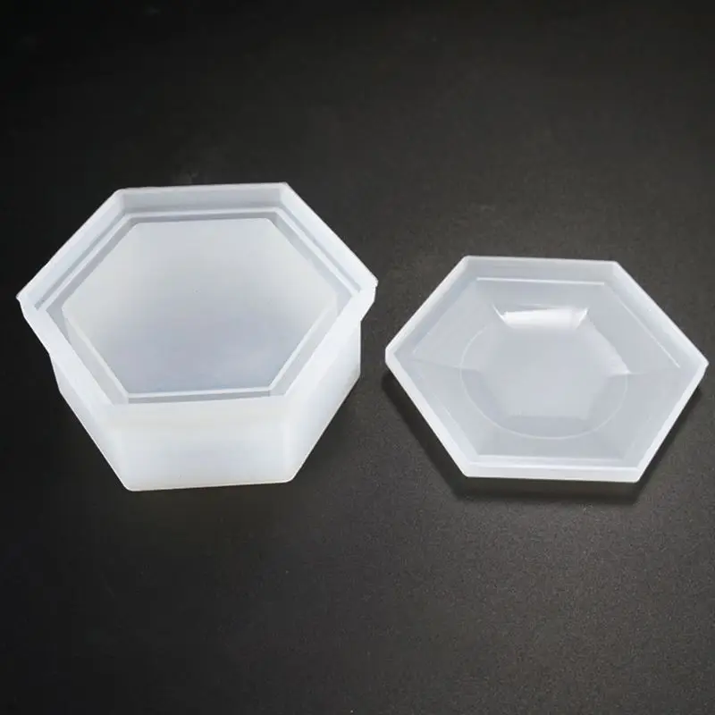 Caja almacenamiento hexagonal DIY, molde cristal epoxi alto espejo hecho a mano, molde silicona en forma ciruela,