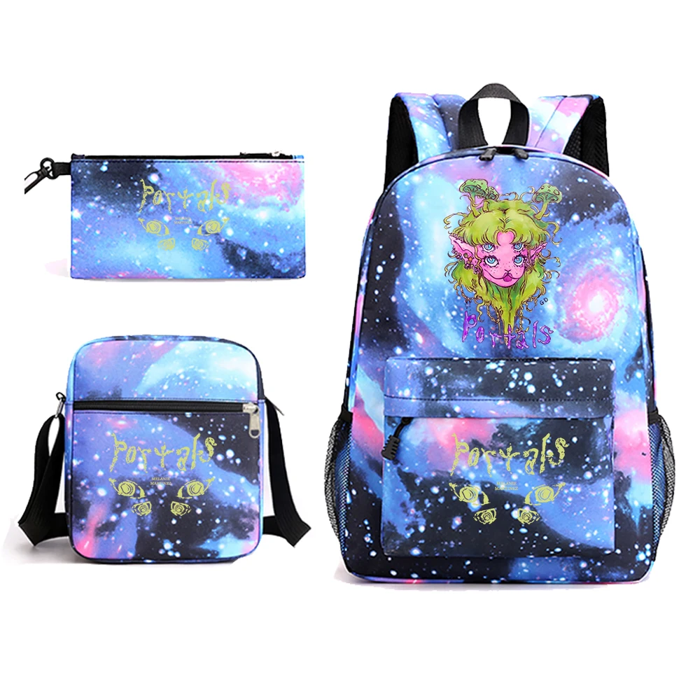 Melanie Martinez Print Student Schoolbag 3-Piece Set Youth Backpack Pencil Case Shoulder Bag Set