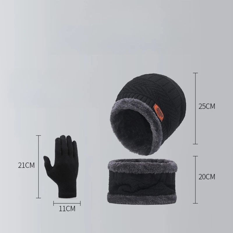 Зимняя шапка-бини, шарф и перчатки с сенсорным экраном, комплект для мужчин и женщин, модная теплая вязаная шапка с черепом
