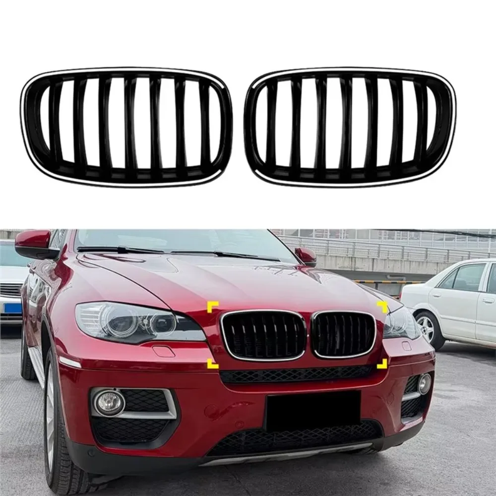 Car Front LED Light Kidney Grille Air Intake Grille Single Line Vertical Design For BMW X5 E70 X6 E71 2006-2013