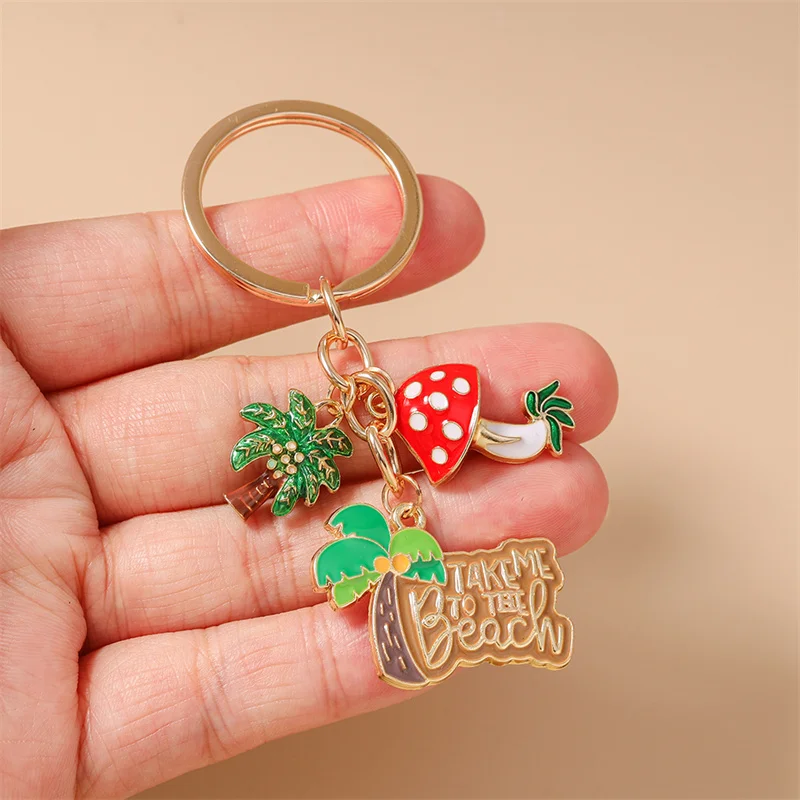 Aihua Niedlicher Sommer-Strand-Kokosnussbaum-Schlüsselanhänger für Frauen und Mädchen, Handtaschenanhänger, Schlüsselanhänger für den Strand, Urlaubs-Schmuckgeschenke – Detail 4