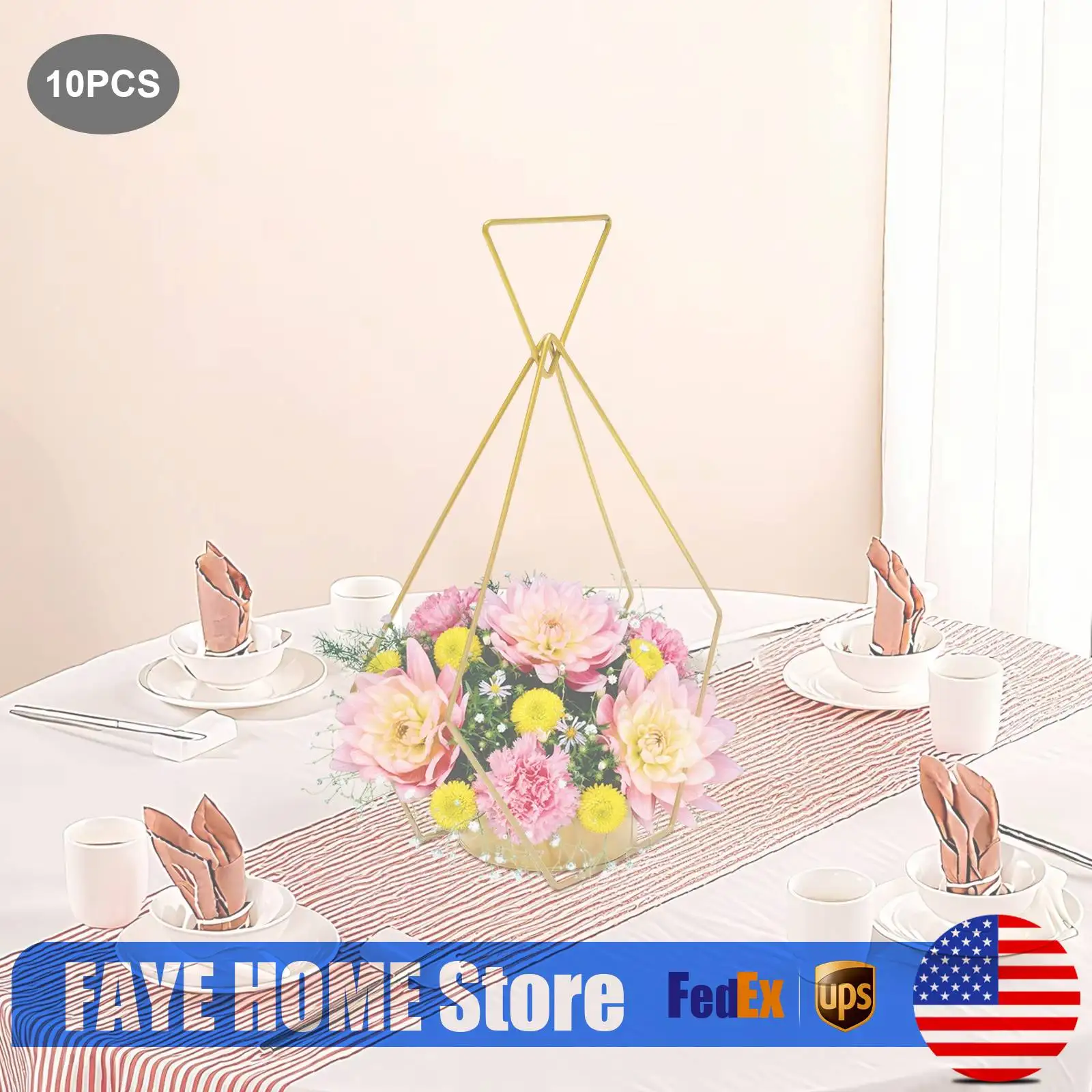 

Metal Flower Basket, Wedding Flower Basket Holder, 10 Pcs Hanging Tabletop Floral Centerpiece