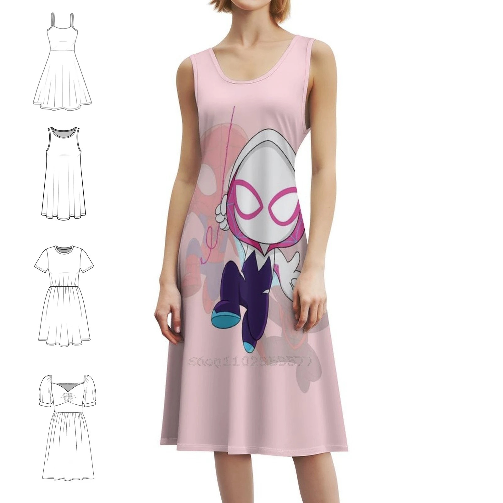 

Мультфильм Паук Призрак Милый Малыш Гудея Девушка Grl Pwr Сексуальное Отпускное Платье Для Женщин Пляжная Вечеринка День Рождения Мини Платье Призрак Паук