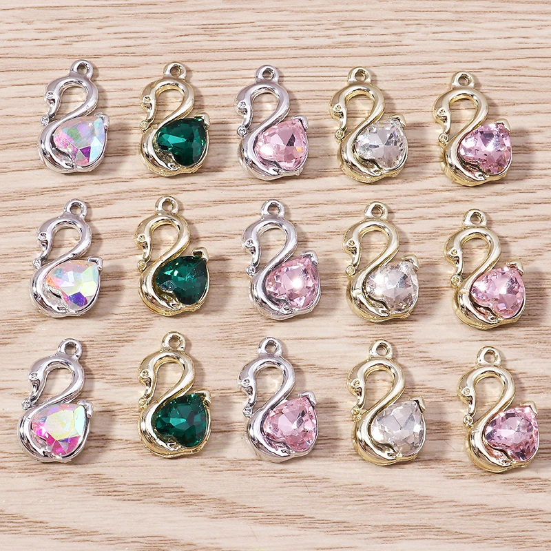 10 Stück elegante Kristall-Charms für die Schmuckherstellung, Liebesherz, Tierfuchs, Fischkrone, Charms-Anhänger für DIY-Halsketten, Ohrringe, Geschenk – Detail 6