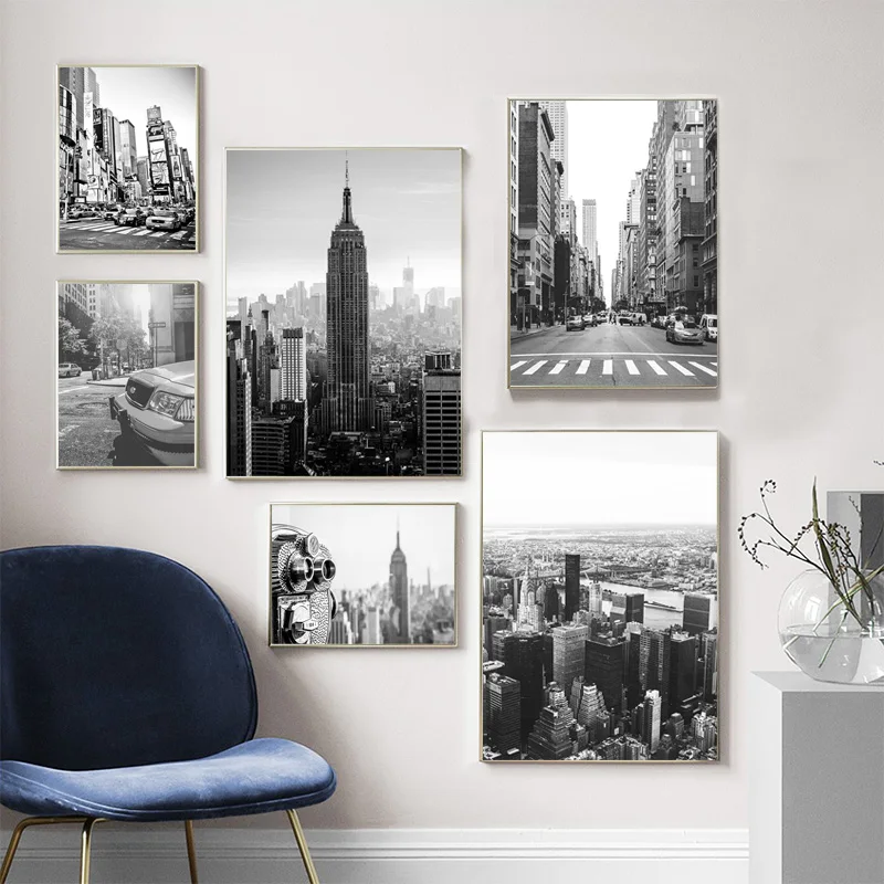 New York City Canvas Painting Posters and Prints Black and White Wall Art Pictures Living Room Decoration Home Decor view 2