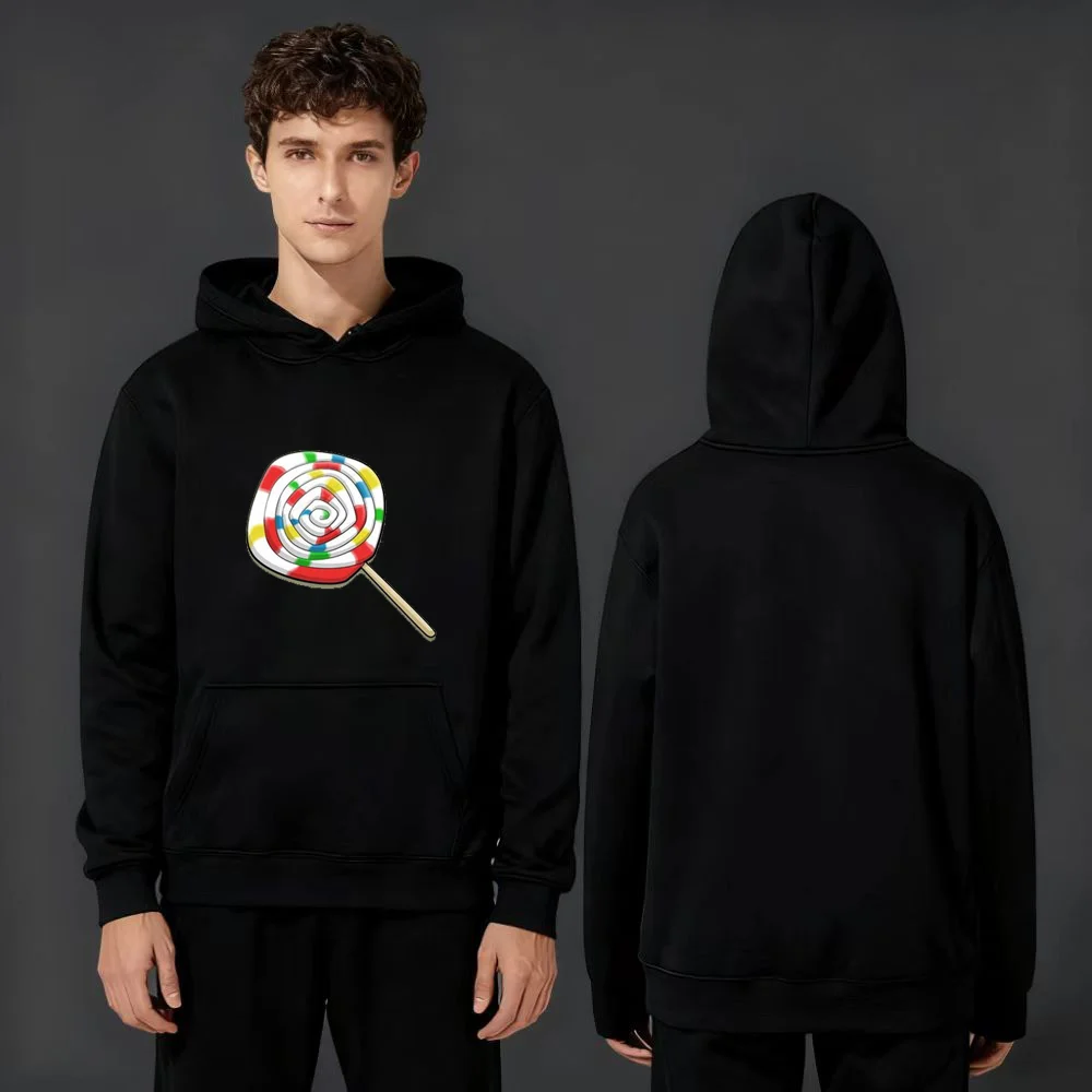

Comfortable Lollipop Print Hoodie Colorful Candy Pattern Unisex Casual Sweatshirt Soft Cotton Streetwear Top for Men Women