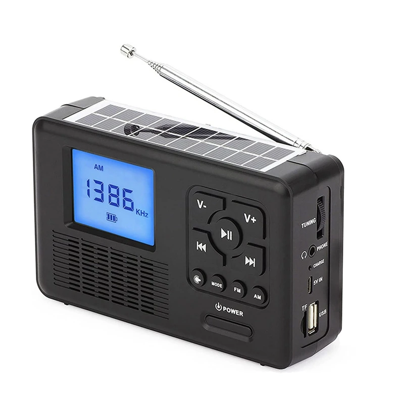 

Portable Mini DAB/FM Radio Solar Hand Crank Radio Bluetooth Speaker Emergency Radio with Flashlight-A