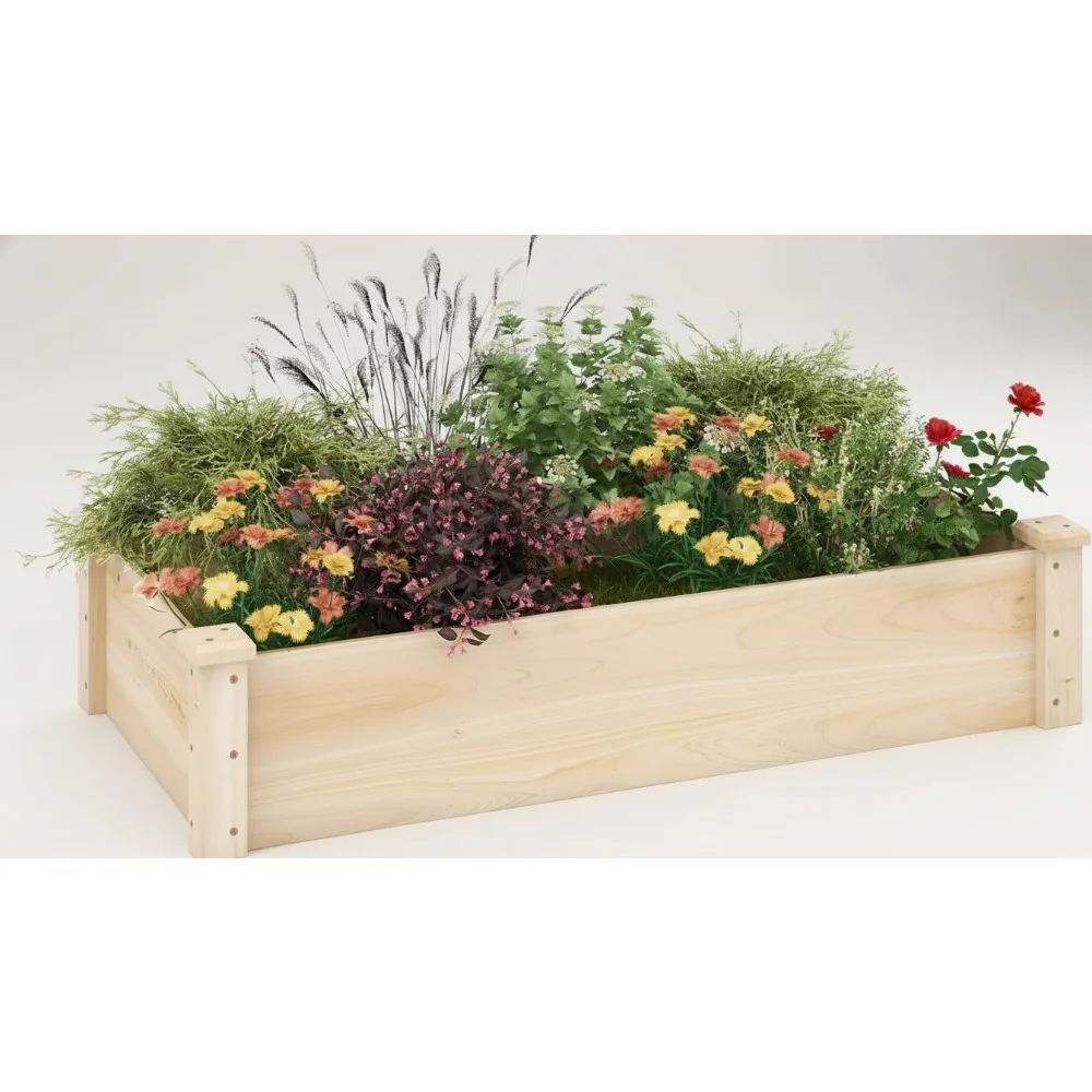 

Large Wooden Raised Garden Bed, 48x24x10 Elevated Planter Box for Vegetables Flowers Herbs Outdoor Planting