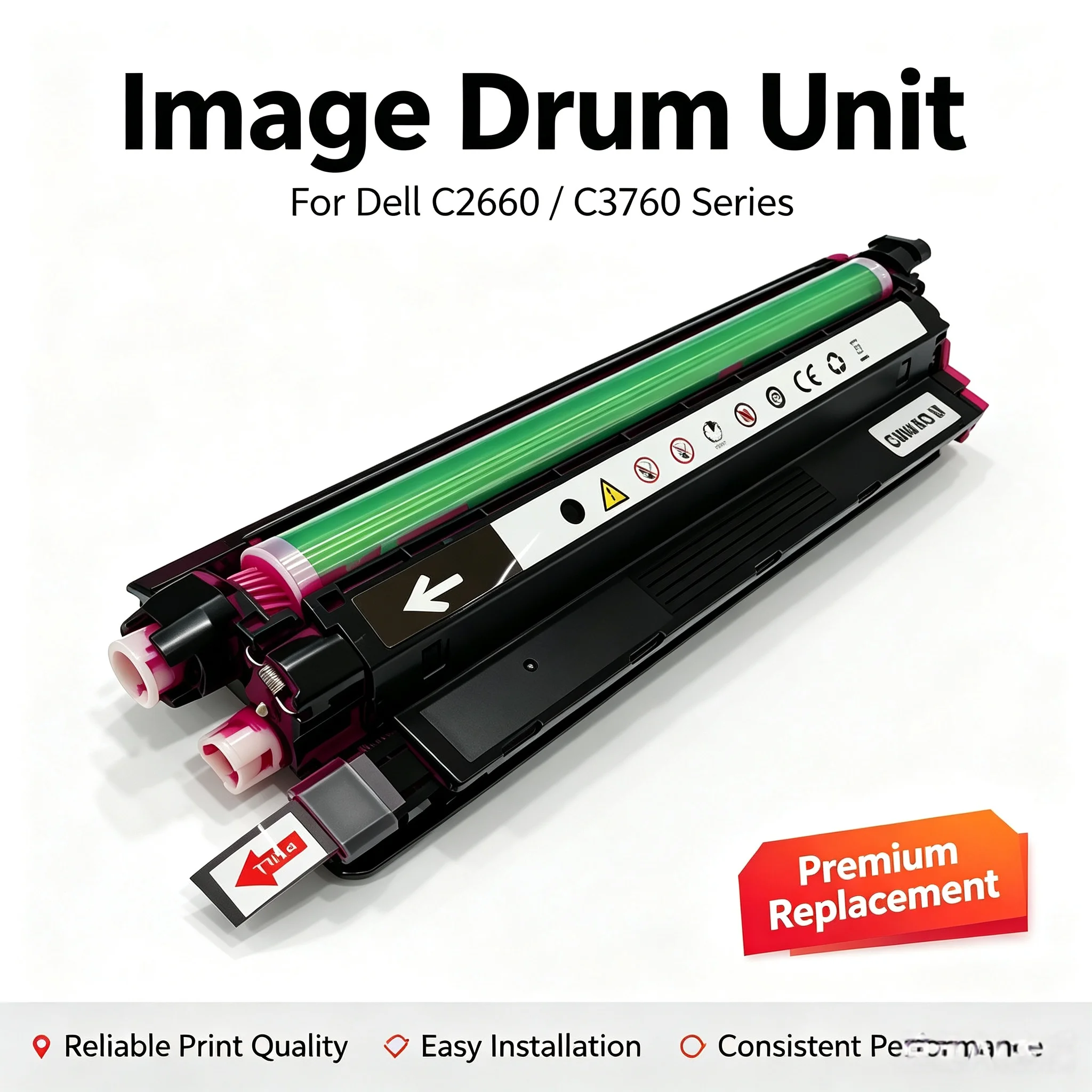 Black Color Cartridge Drum Unit For Dell C2660 C2665 C3760 C3765 Printer,331-8434 C2660dn C3760n C3765dn Image Drum Unit,60K