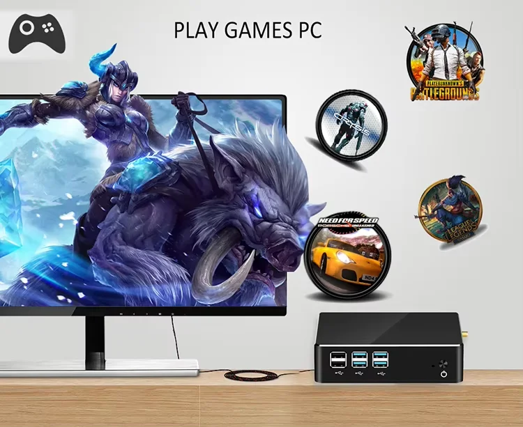 Mini PC Intel Core i7-5500U procesador compatible con Windows 7/10 Linux OS 8x puertos USB HDMI VGA WiFi de doble banda Bluetooth