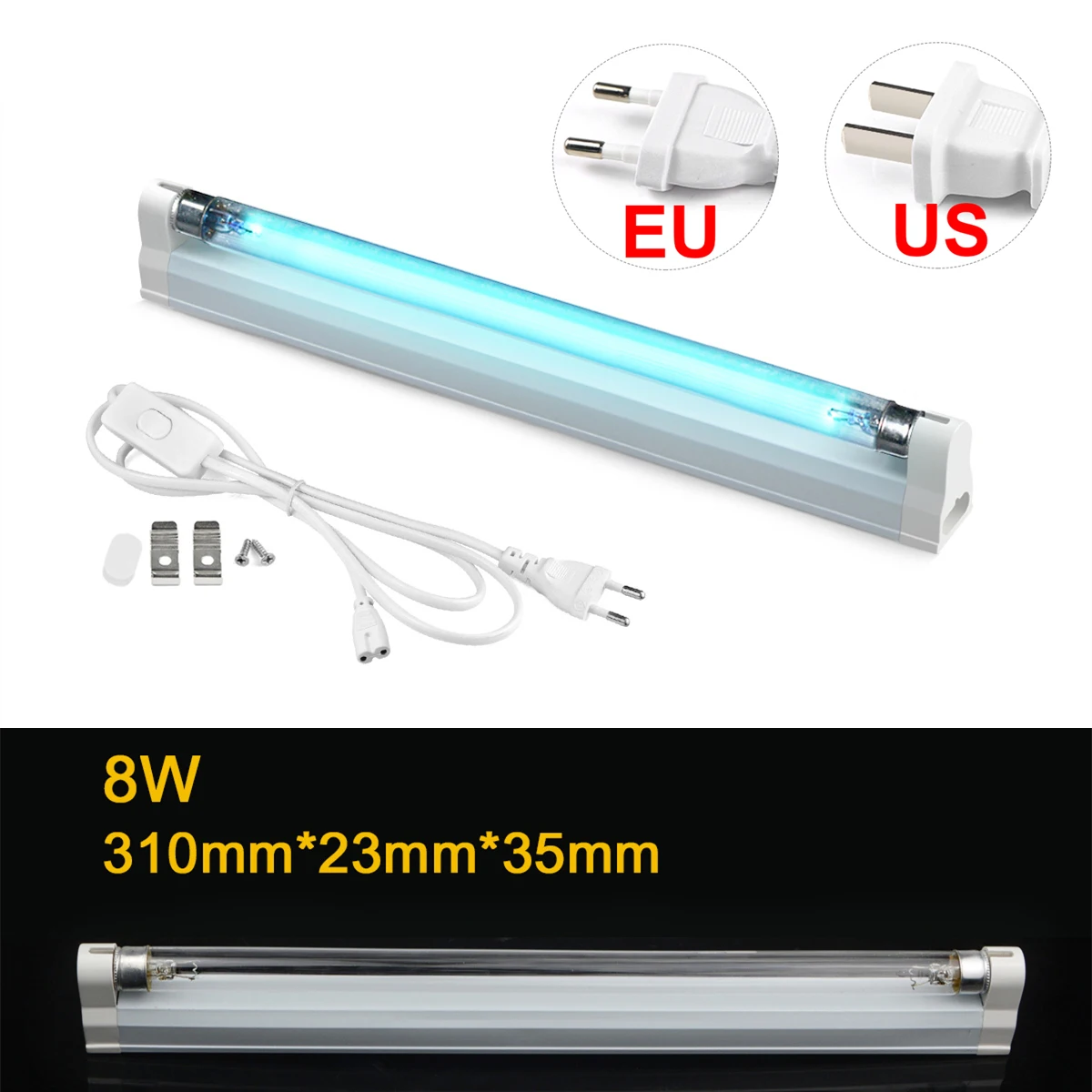 1-5 Stück UV-Sterilisator-Licht, UV-Lampe, 8 W, T5-Lichtröhre, UVC-Lampe, Milbenentfernung im Schlafzimmer zu Hause, Desinfektion 110 V, 220 V