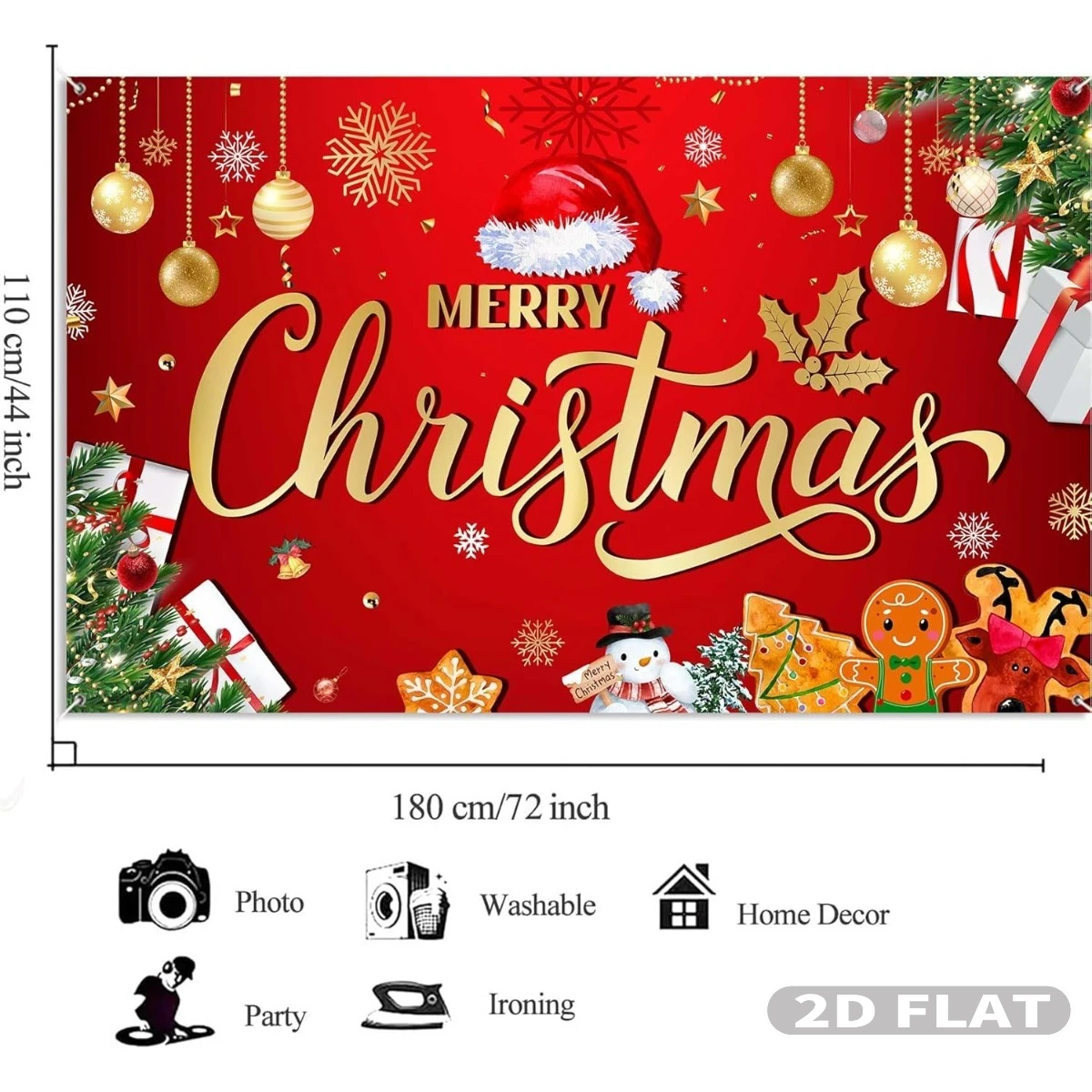 1pc Merry Christmas Tapestries, Wall Carpets Banner Backdrop, Snowman Party Supplies, Polyester Xmas Holiday Happy New Year Sign