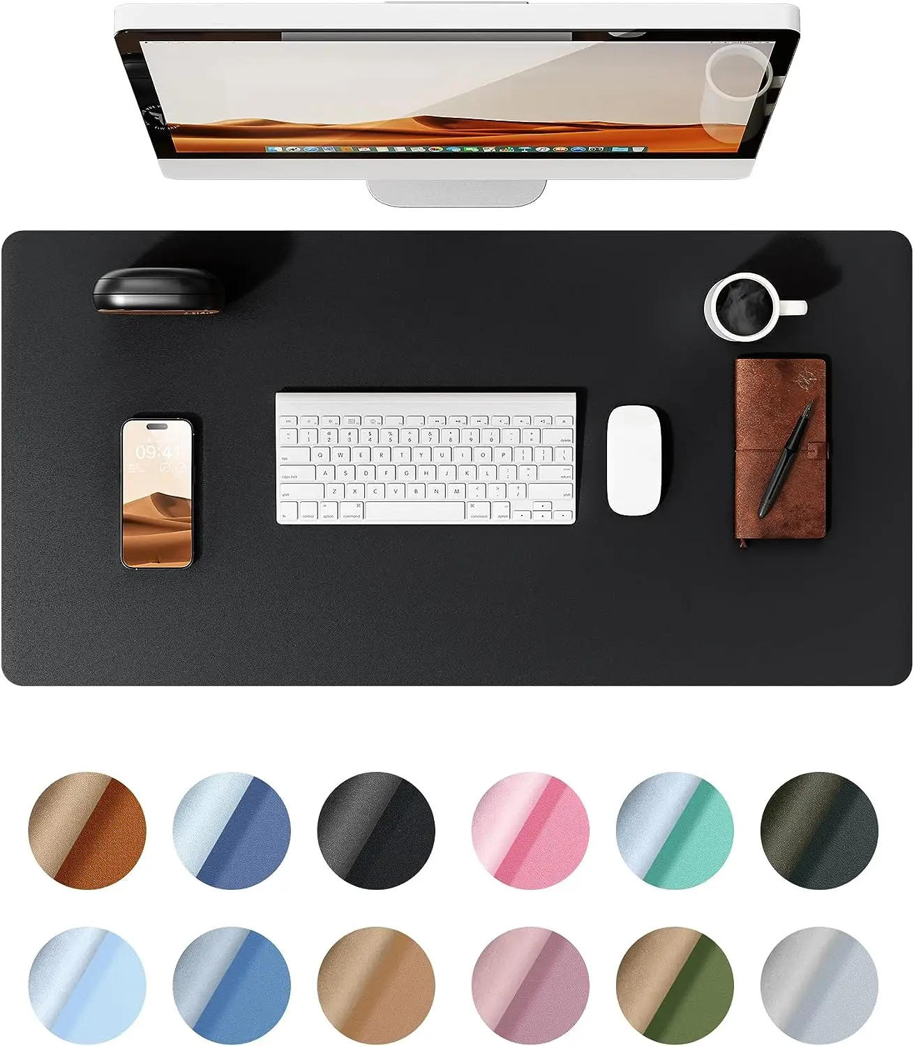 Desk Pad Protector, Office Desk Mat, Large Mouse Pad, Waterproof  Non-Slip PU Leather Desk Blotter for Office and Home