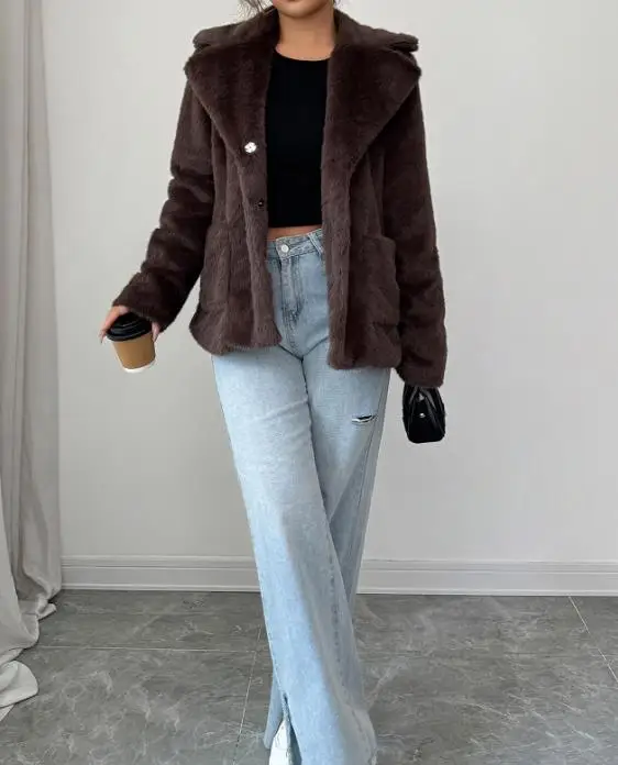 

Women's Elegant Temperament Lapel Sweater Coat, Autumn and Winter Clothing, 2025