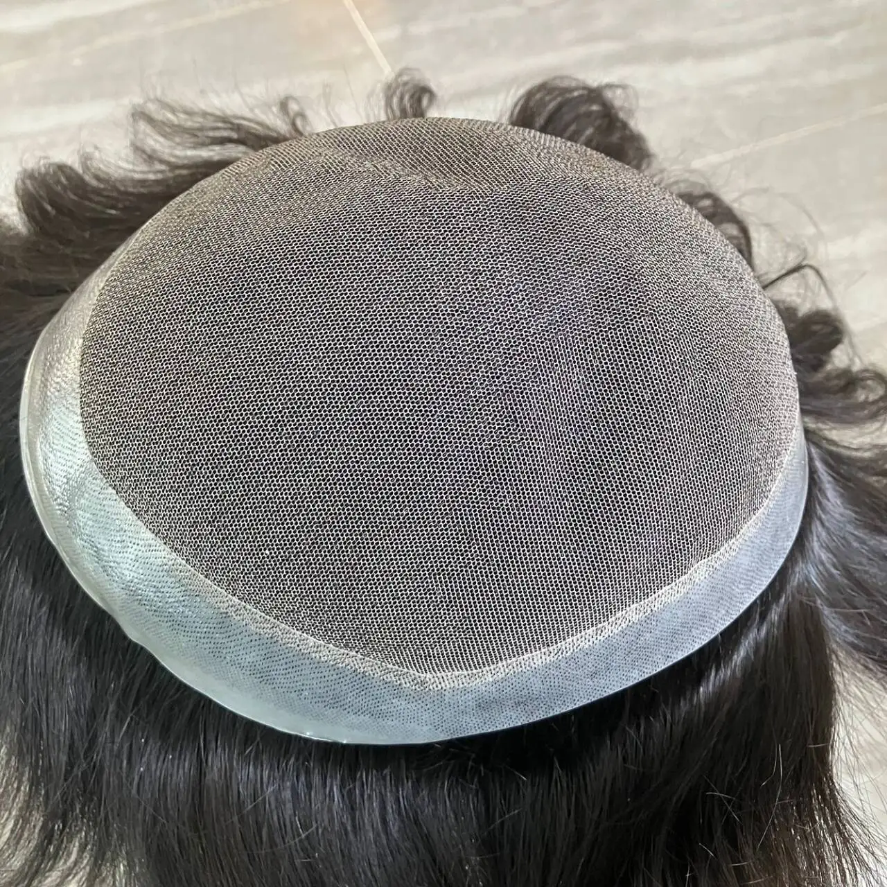 رجل خصلات الشعر المستعار تنفس دائم أستراليا الدانتيل و بولي Toupee الشعر المستعار الرجال 25 مللي متر 24 مللي متر مجعد الذكور أصلع نظام استبدال الشعر البشري الطبيعي #4