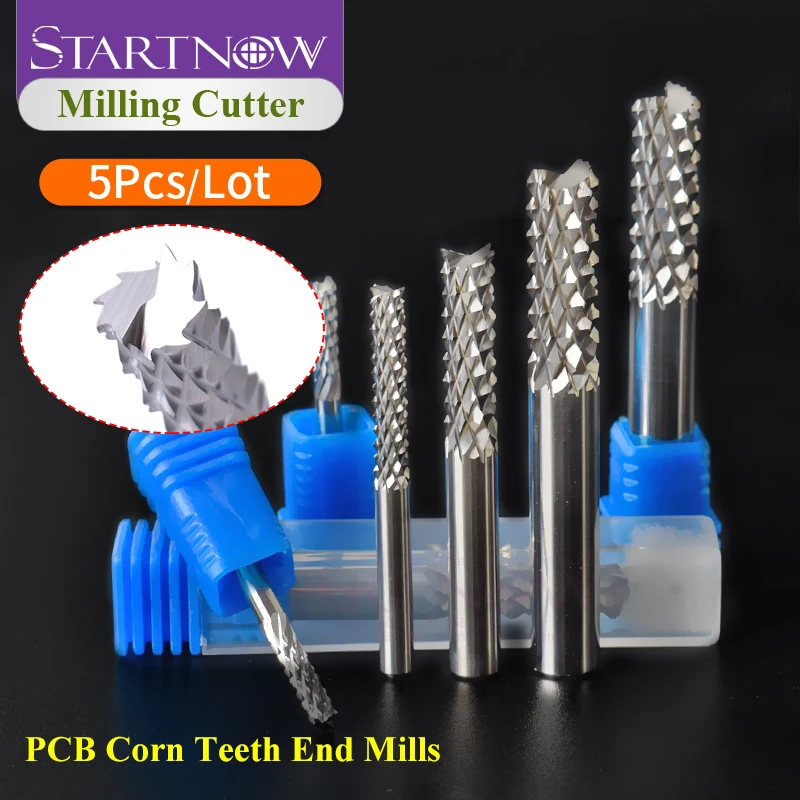 

Startnow 5PCS Edge Tooth Milling Cutter 3.175 4 6mm SHK Steel PCB Engraving Cutting Router Bits Corn End Mill CNC Tool