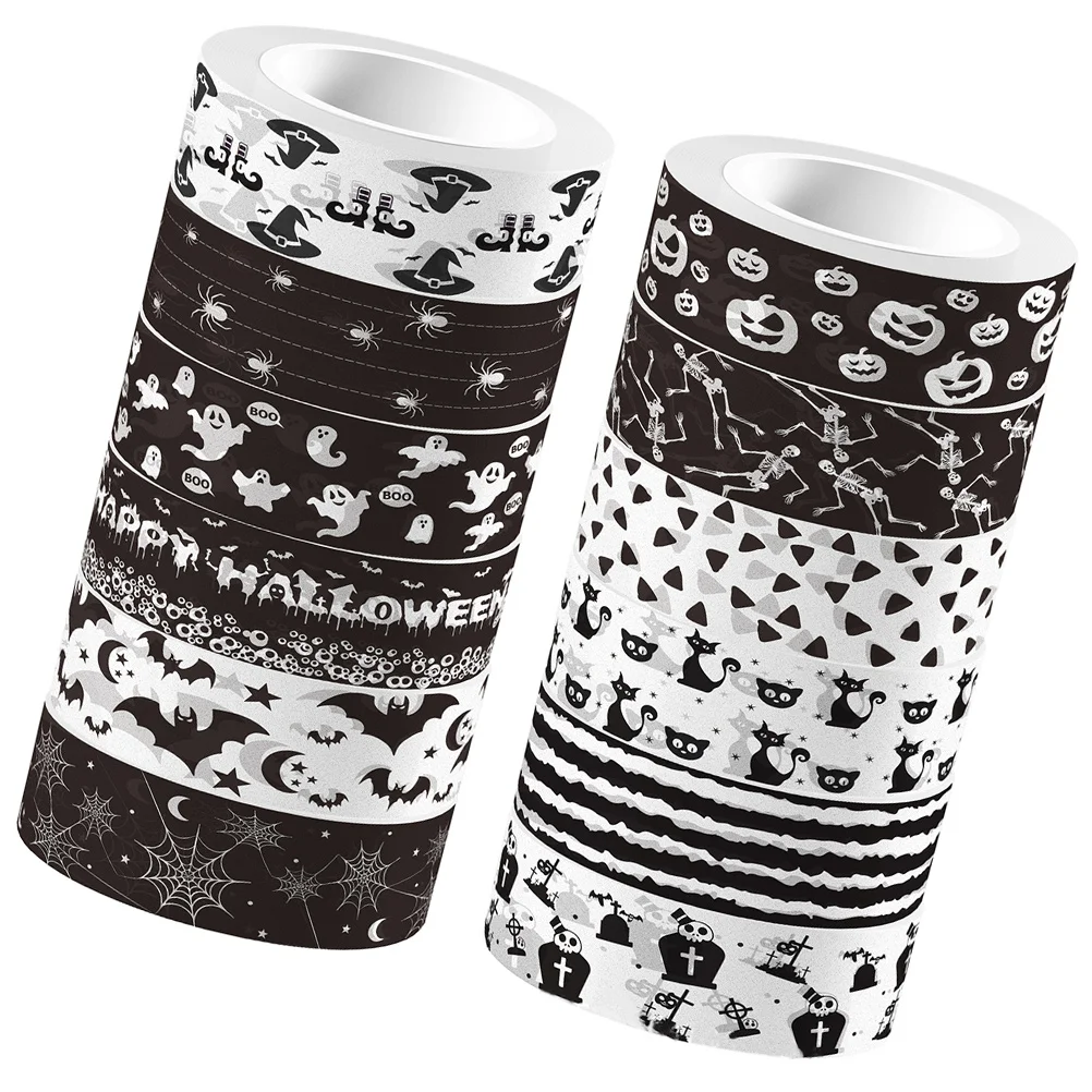 12 Rolls Halloween Handbag Decorative Tape DIY Festive Sticker Material Washi Set Elements Japanese Paper Craft